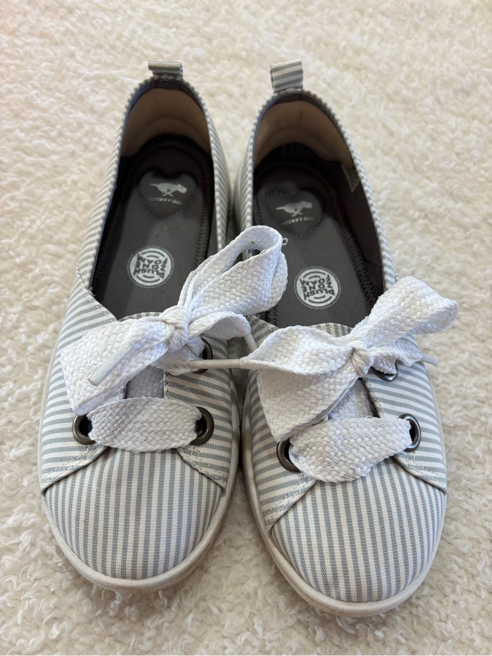 Rocket Dog Gray White Striped Lace-Up Sneakers